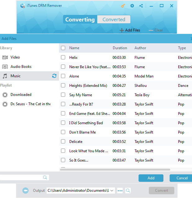 add music to itunes drm remover
