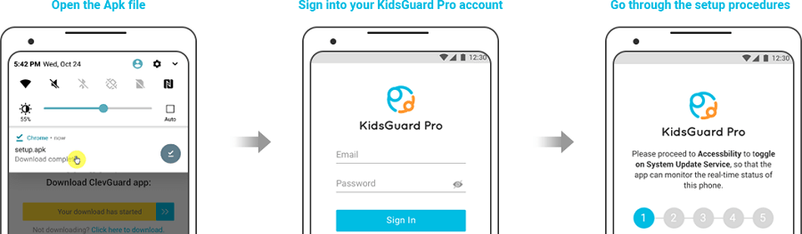 steps to start kidsguard pro monitoring