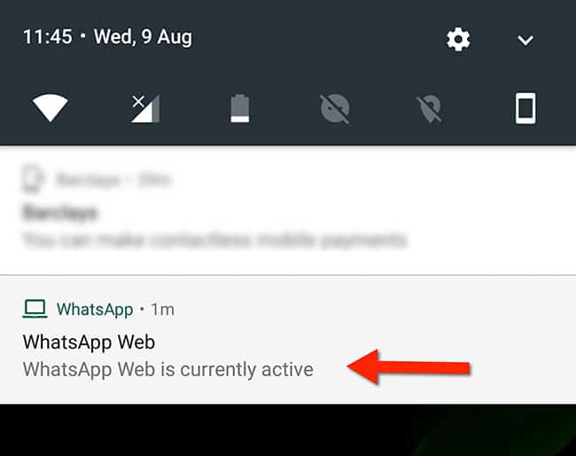 notification of whatsapp web