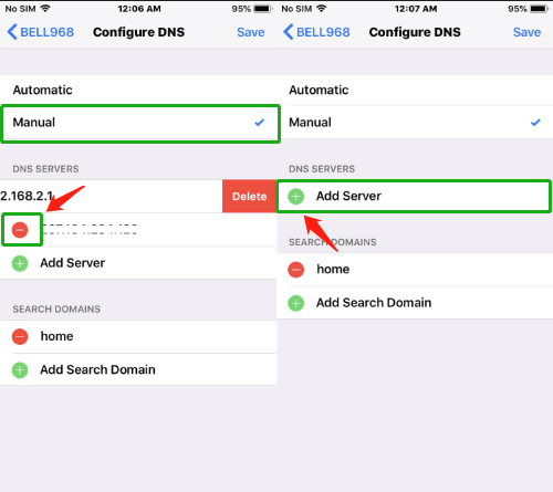 change the dns address for iphone