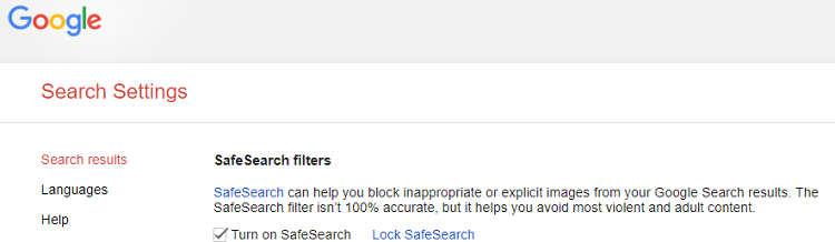 turn safe search on for google browser