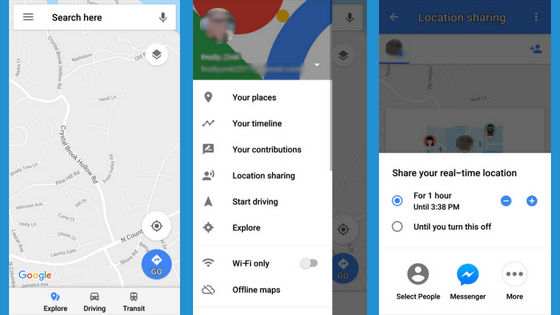 share real-time location on google map