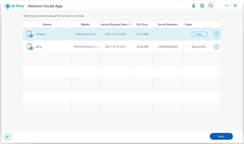 select backup file to restore