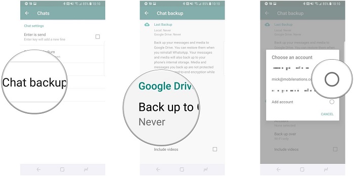 backup whatsapp chats on android