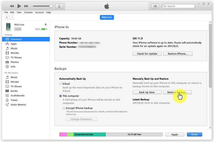 restore backup to new iphone