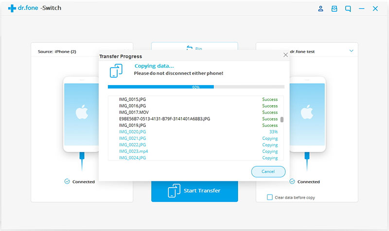 start transferring from iphone to iphone