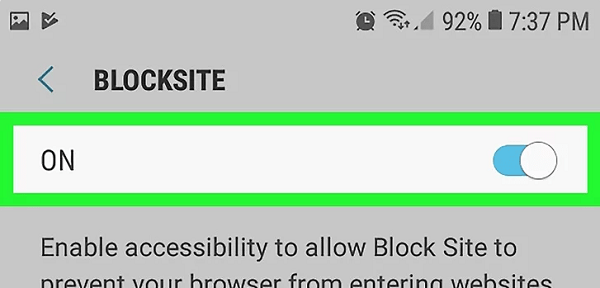 turn on block site