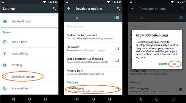 enable usb debugging on your android