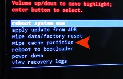 select wipe cache partition
