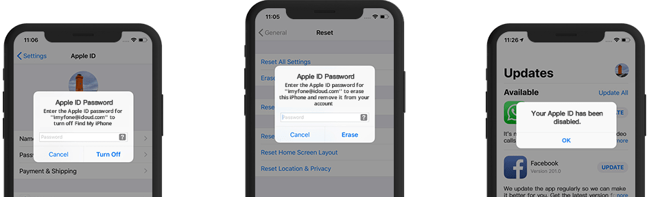 removing apple id from iphone without password