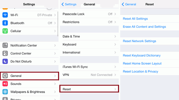 factory reset iphone by settings