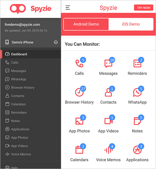 spyzie dashboard for ios