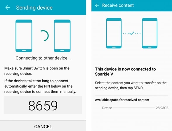 connecting iphone and samsung phone