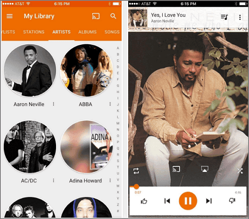 put music on iphone by google play music app