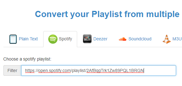playlist-converter for spotify