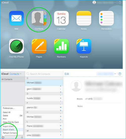transfer contacts from icloud to android