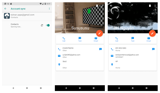sync cloud contacts on android app screen