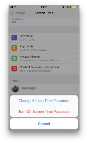disable screen time passcode