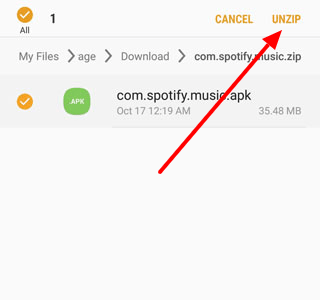 unzip spotify premium apk file