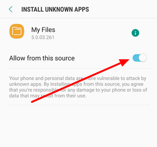 allow from this source to install