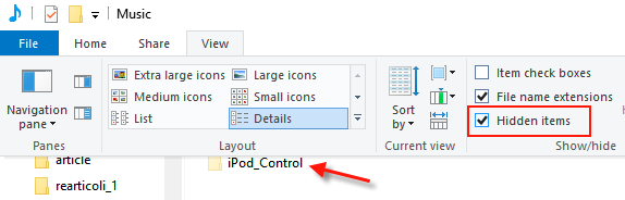 show hidden items in ipad control folder