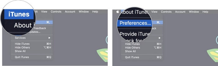 launch itunes and select preferences