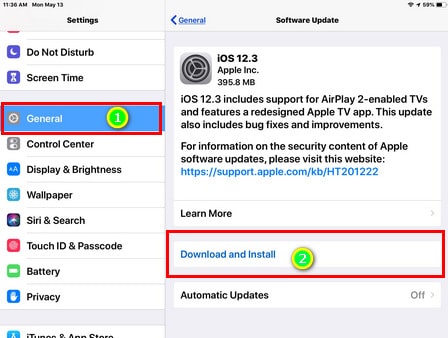 download and install latest ios on ipad