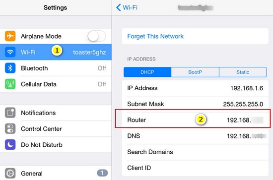 log into router settings and get iphone saved wifi password