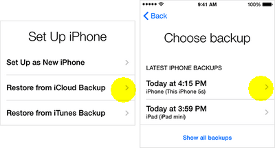 restore icloud backup to new iphone