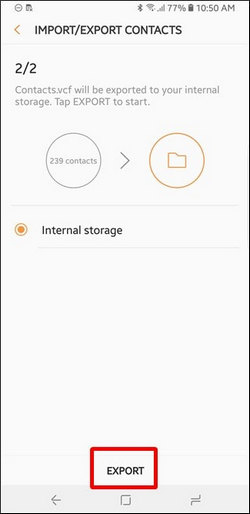 export contacts stored on samsung phone