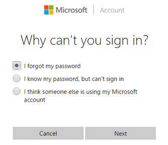 reset microsoft account password online