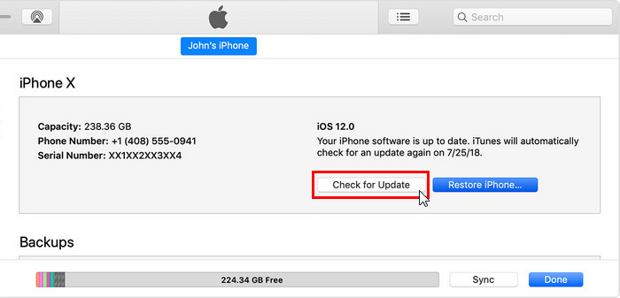 itunes check for update iphone