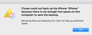 itunes there is not enough free space on this computer