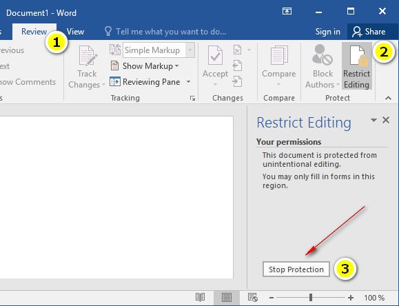 how to unlock modification on microsoft word 2013