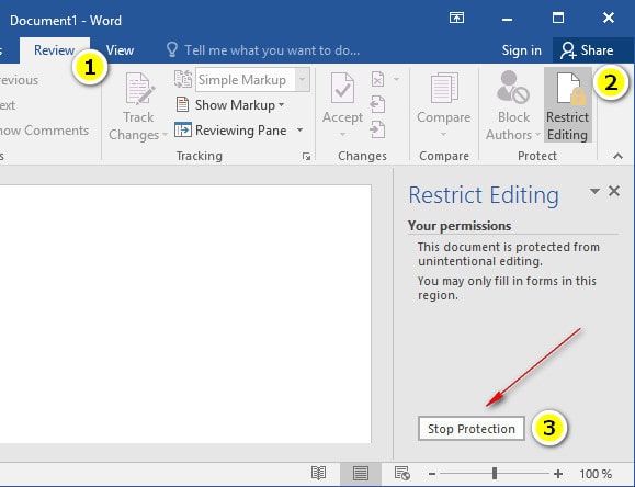 microsoft word selection is locked how to unlock