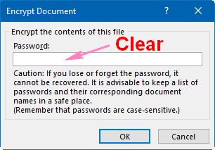 clear the password in word