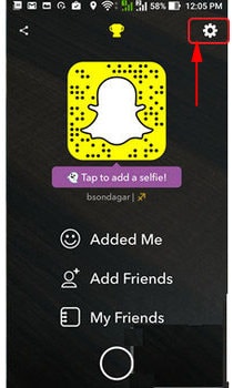 go to snapchat settings