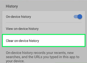 clear on device history google app iphone