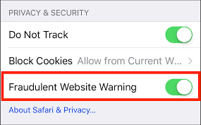 turn on fraudulent website warning