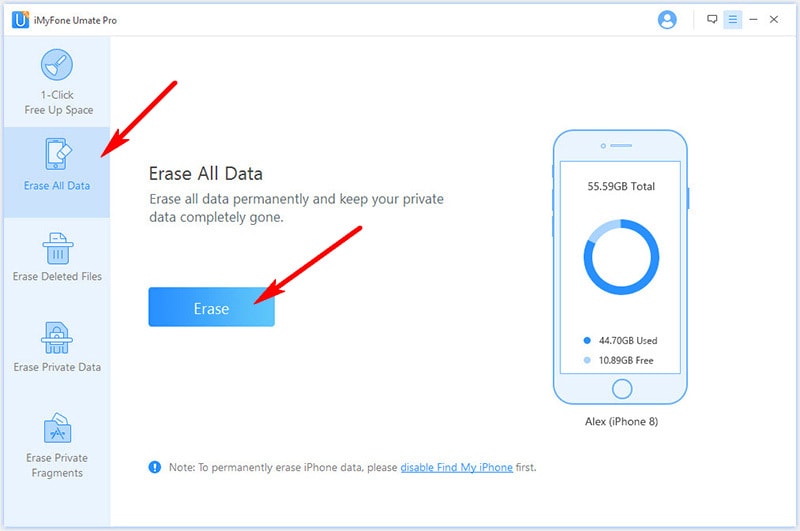 permanently erase all data and settings iphone