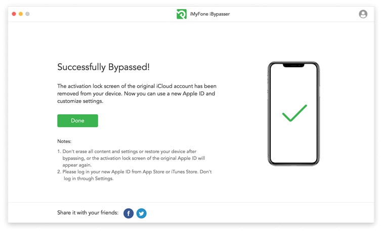 successfully bypassed activation lock