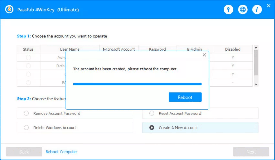 create a new account successfully