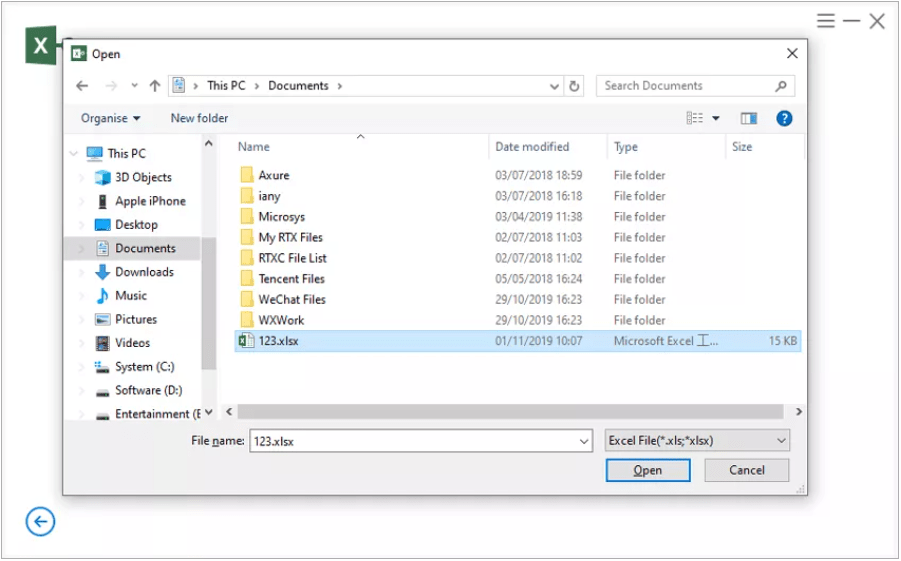 choose excel file
