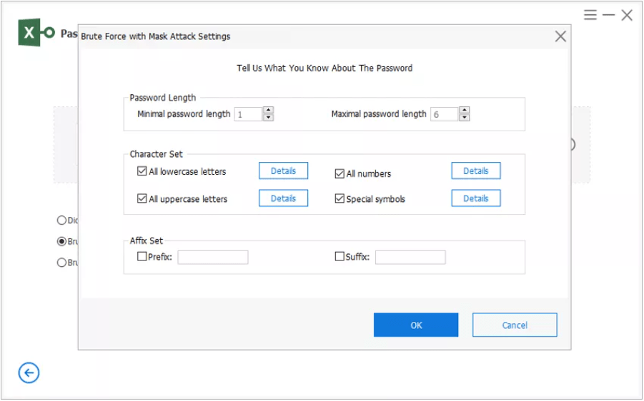 brute force with mask attack settings